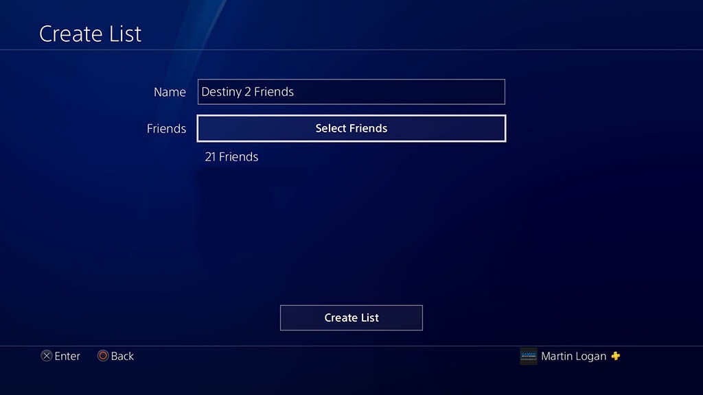 PS4 System Software 5.0 Custom Friend Lists
