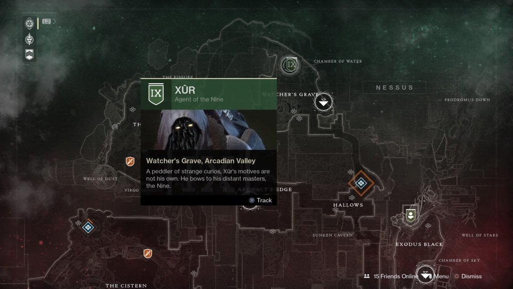 Xur location on map