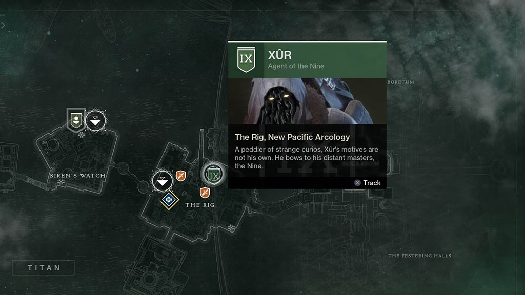 Xur location map on Titan