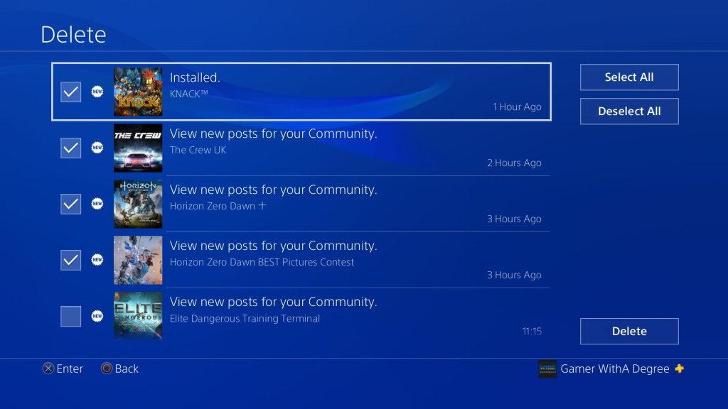 PS4 beta 5.50 delete notifications