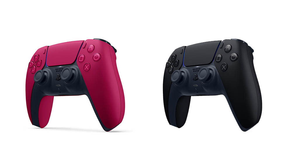 Cosmic Red and Midnight Black DualSense controlelrs