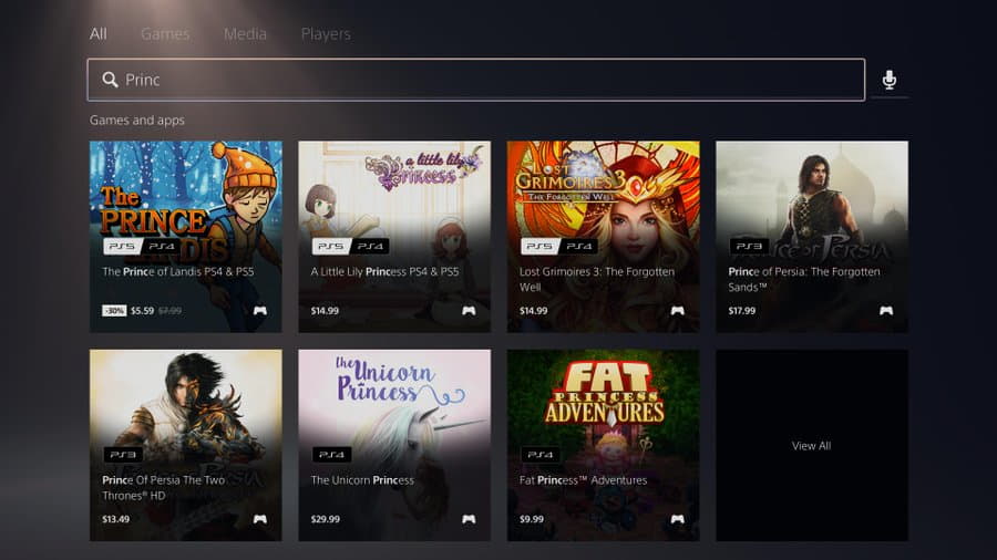Prince of Persia PS3 games showing up on PS5 store search results