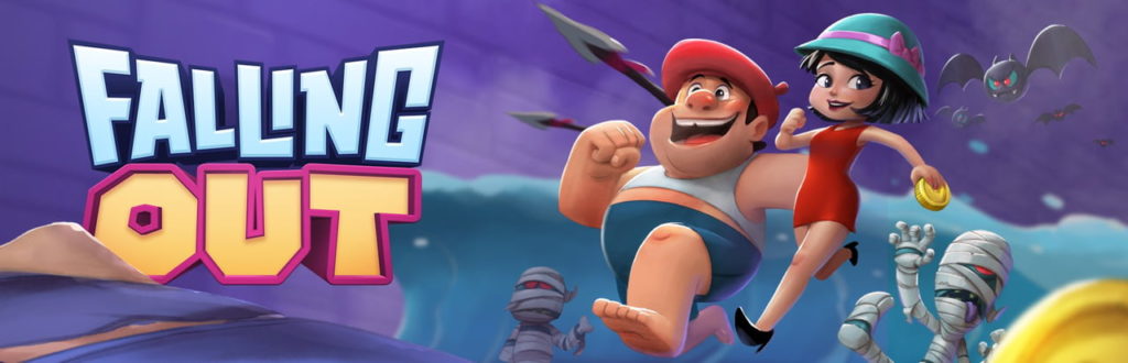 Falling Out banner hero image with logo text