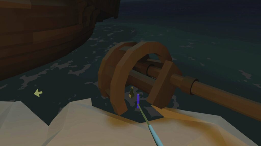 Rum bottle containing clue 3 in the crow's nest