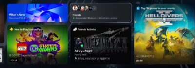 screenshot of PS5 beta user interface showing Friends Activity widget